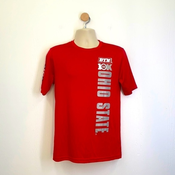 Sport Tek - Big 10 Ohio State Football Red and White Tee Shirt Size Small - Picture 1 of 12